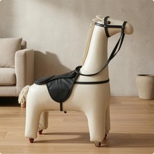 Decorative Horse Ottoman Saddle Top Stool Bridle Straps Home Decor