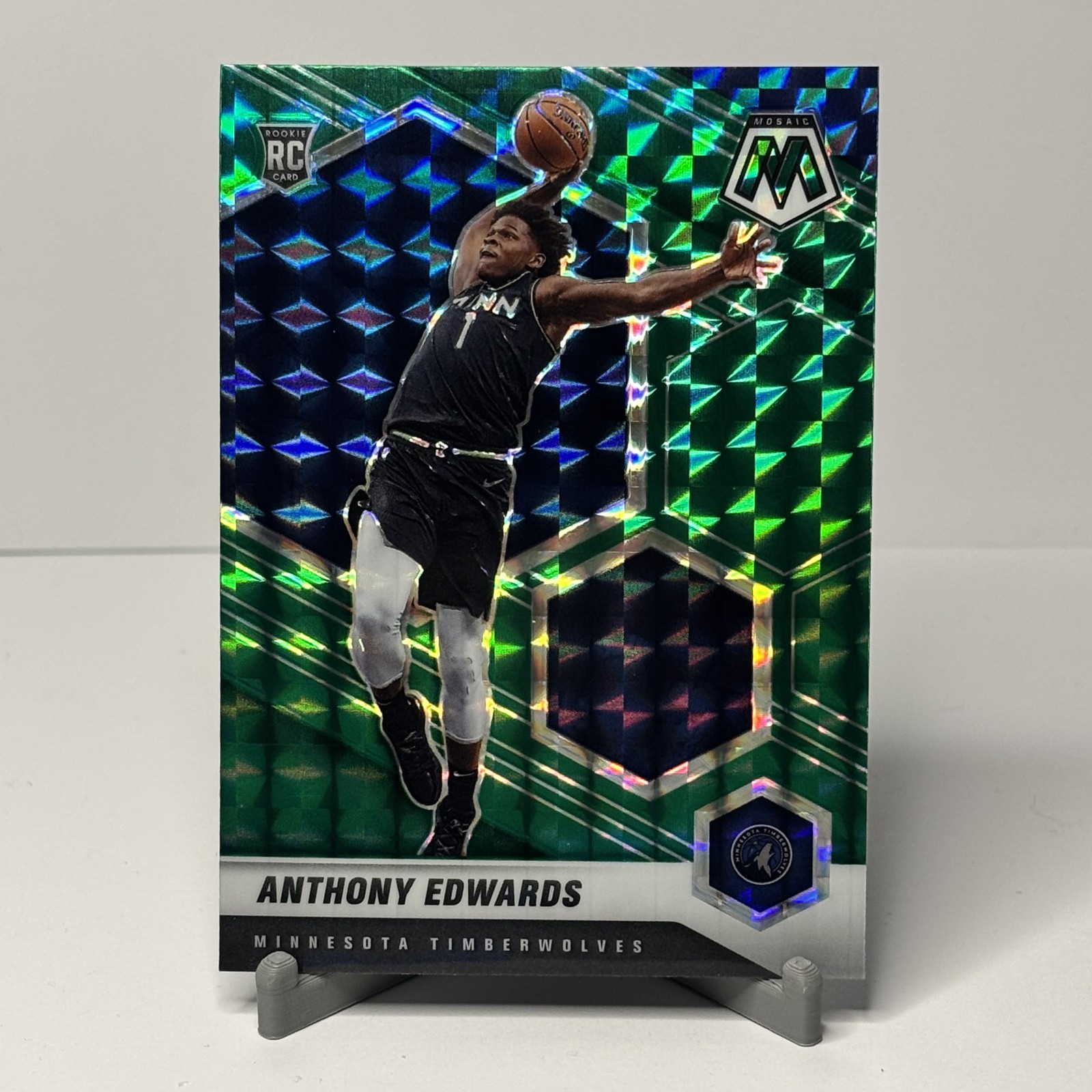2020-21 Panini Mosaic - Rookie Anthony Edwards #201 Green Mosaic Prizm (RC)