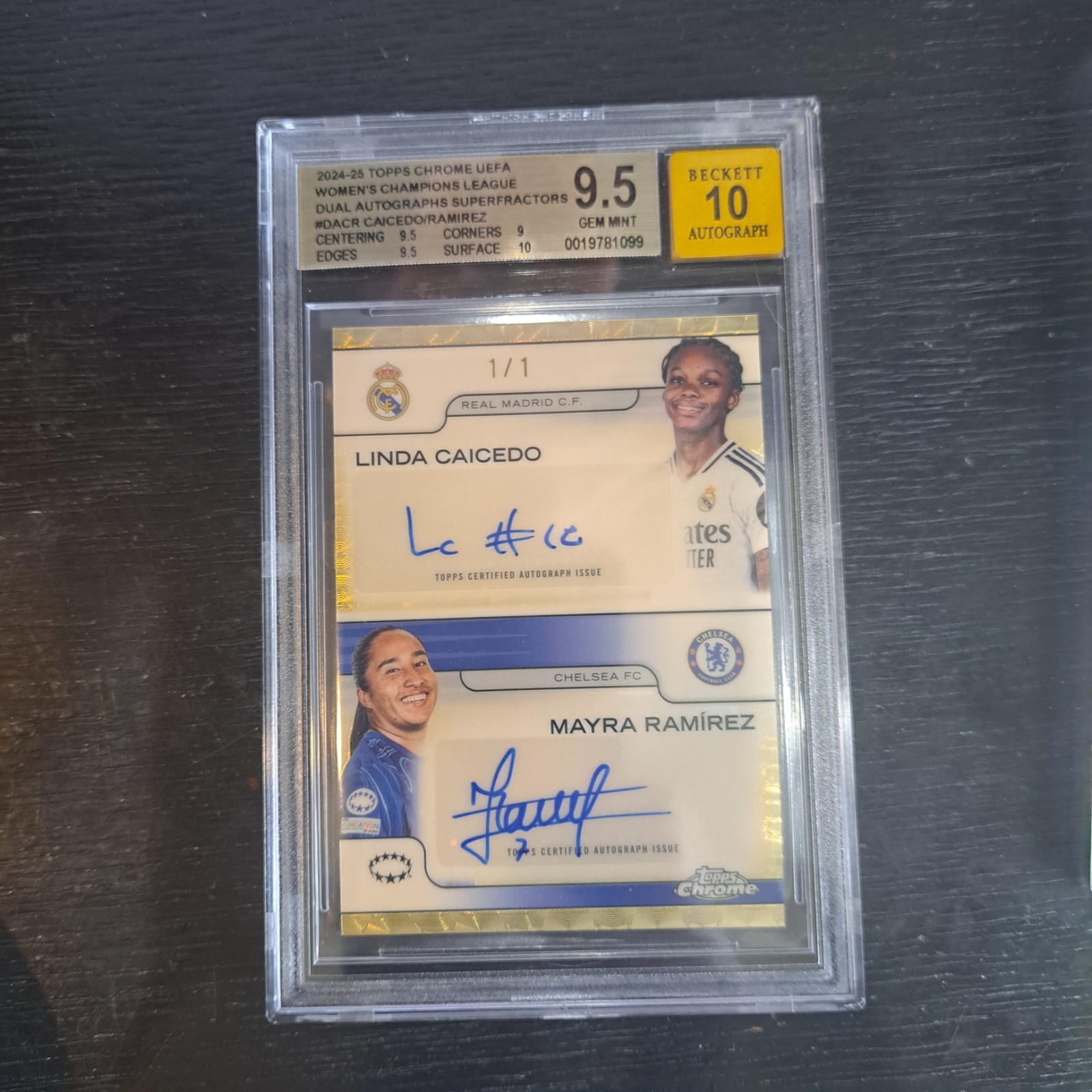 2024-25 Chrome UEFA Linda Caicedo /Mayra Ramirez Auto 1/1 Superfractor  BGS 9.5