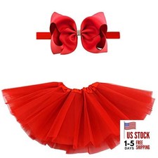 BGFKS 5 Layered Toddlers Tulle Tutu Skirt for Girls with 6-24 Months Red