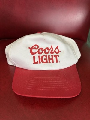 Vintage Coors Light Hat Cap Snapback Adjustable Red Logo Beer Promo Retro White