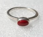 VINTAGE STUNNING CORAL STERLING SILVER RING ~ SIZE 7.75