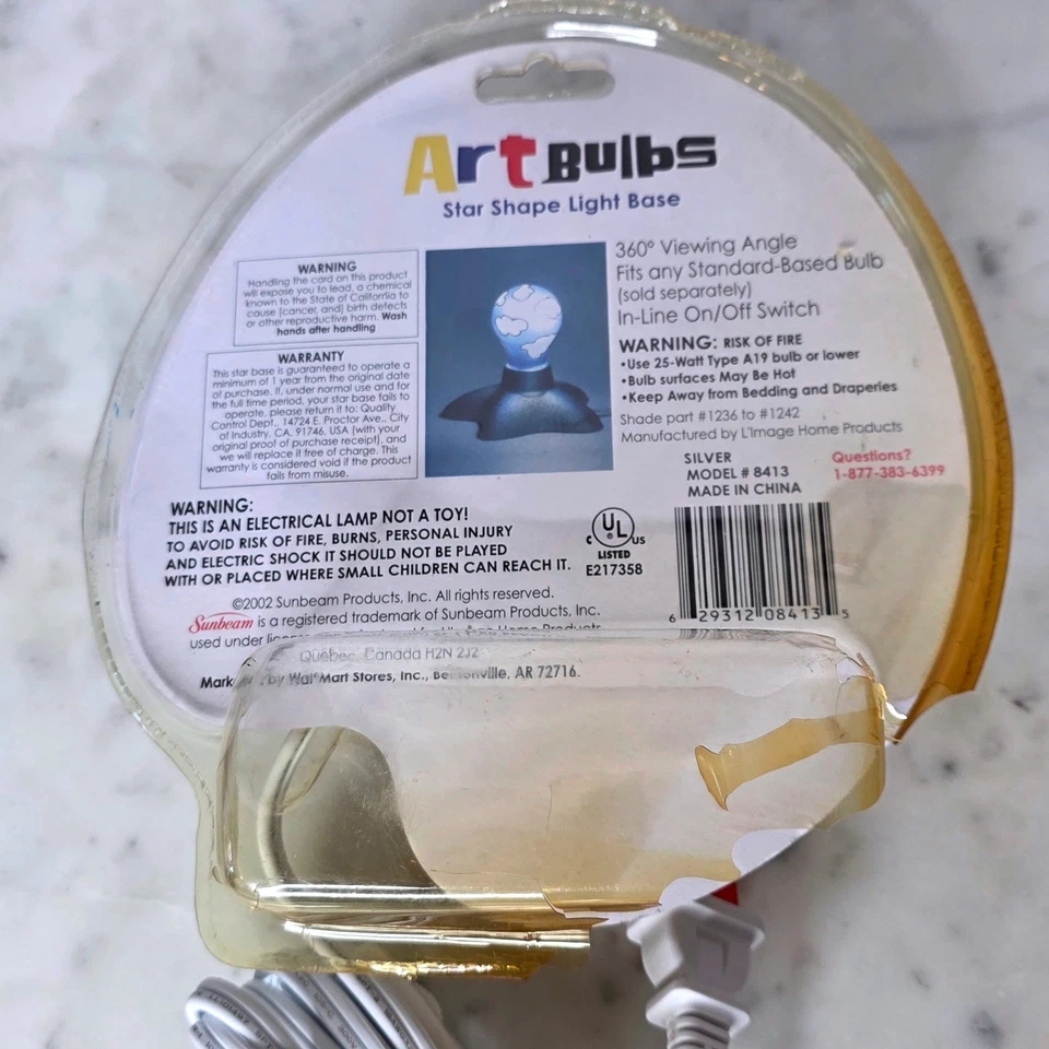 Sunbeam Art Bulbs Star Shape Light Base Silver Lamp NEW vtg 8413 Y2K on/off 8413 - Image 3 of 4