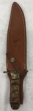Large Pakistan Bowie Knife CT810 W/Leather Sheath, 14  Long, Preowned 85