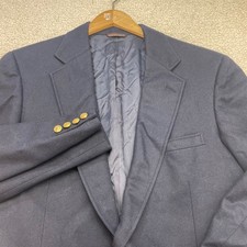 Lands End Blazer Mens 42R Navy Blue Wool Sport Coat Gold Buttons Made In USA