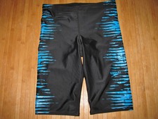 SPEEDO Swimsuit JAMMER Size 28 Polyester Spandex SWIM suit BLACK with BLUE