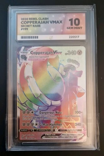 2020 Pokemon Sword & Shield Rebel Clash 199 Full Art Copperajah VMAX ACE 10