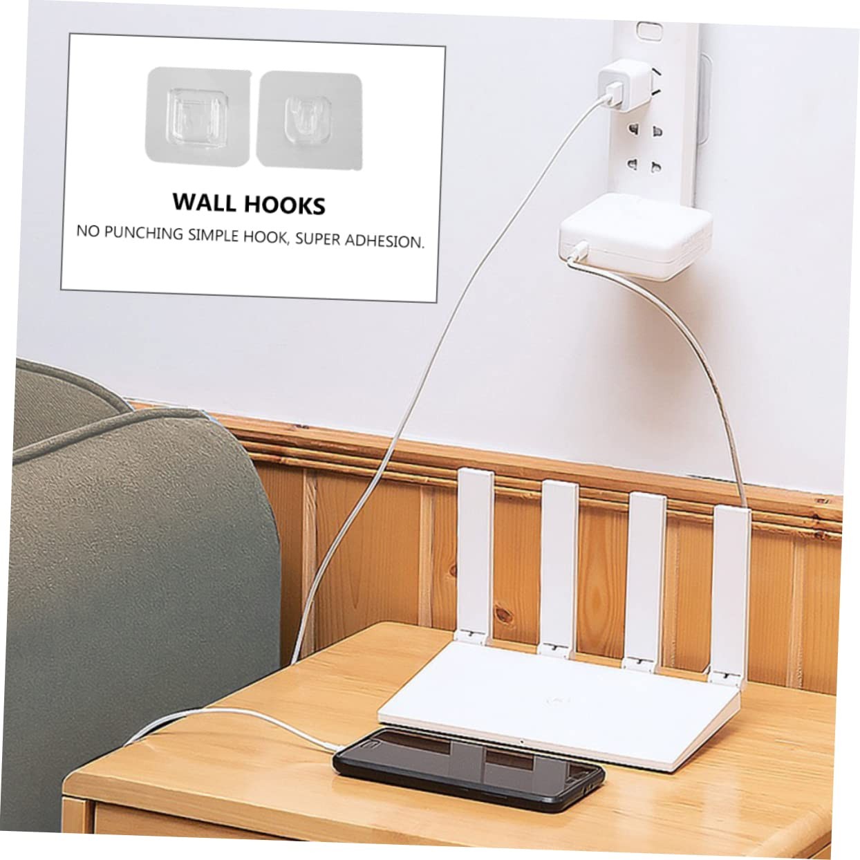 20 Sets Double Sided Self Adhesive Wall Hooks for Easy Storage and Organizati...