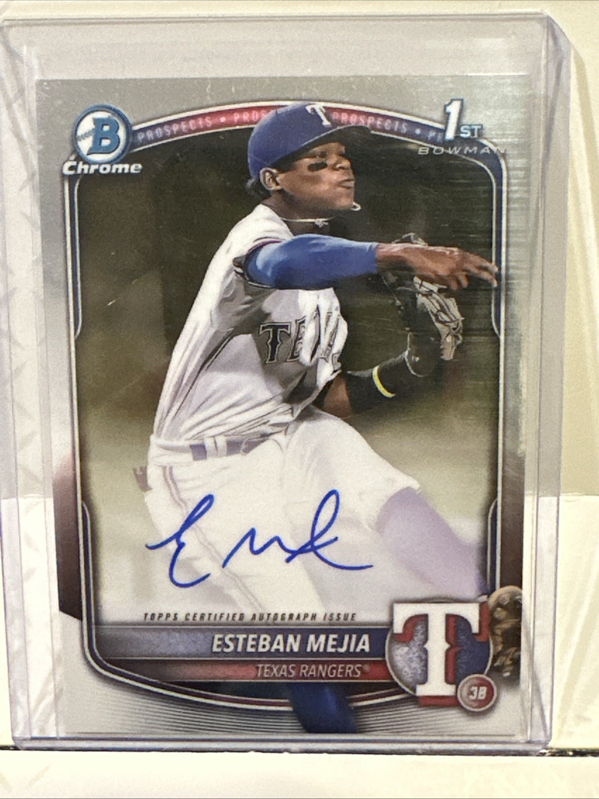 Esteban Mejia - Autograph - 2025 Bowman Chrome Auto 1st Prospect #CPA-EM Rangers
