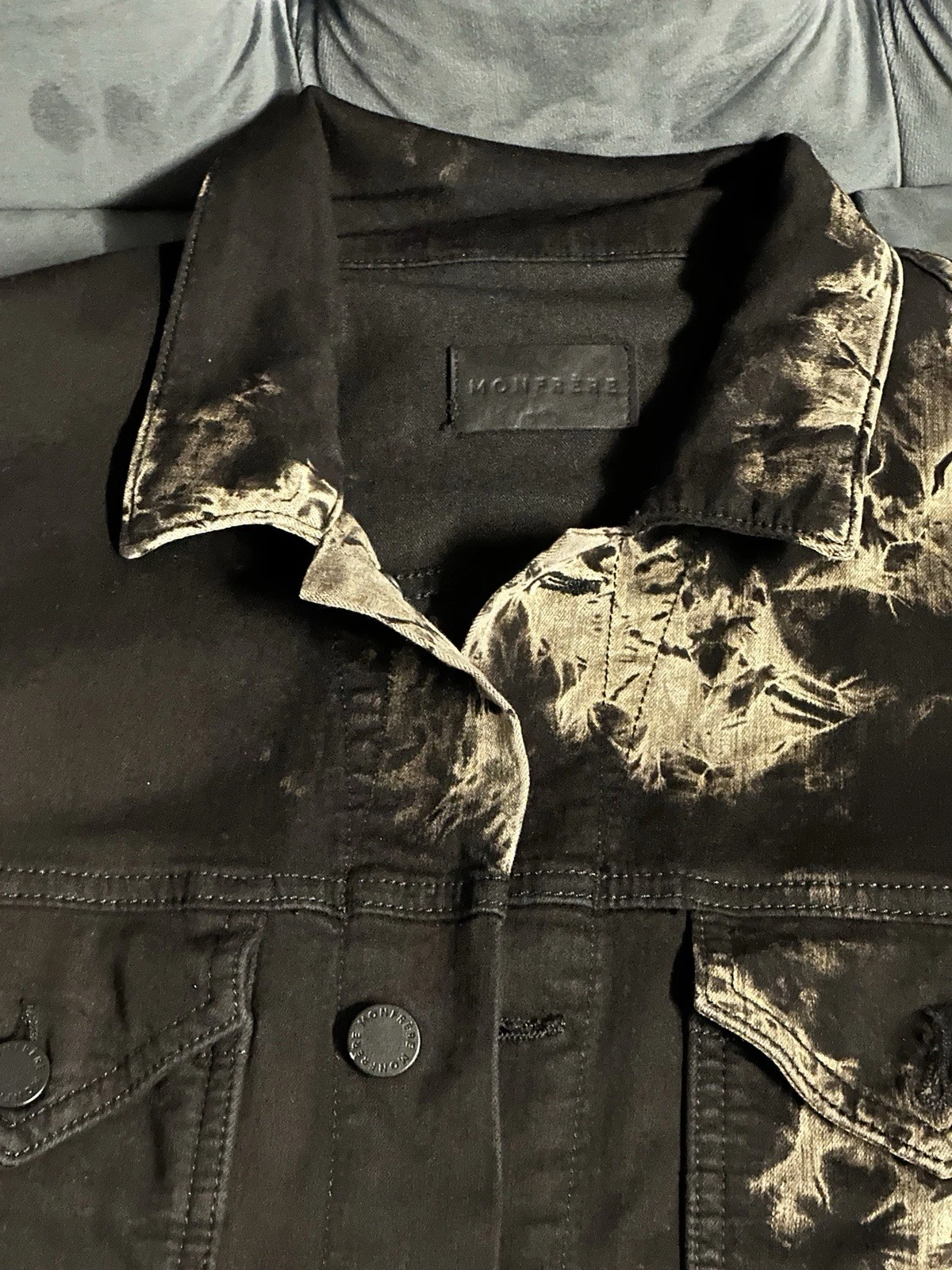 Monfrere Sandstorm Black Acid Wash Denim Jacket Size Small. image 8