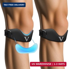 Silicone Patellar Tendon Support Strap 2-Pack, Knee Brace for Women  Men, Adjus