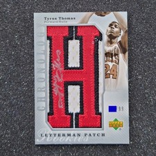 Auto Card Tyrus Thomas 2006-07 NBA UD Chronology Rookie Letterman Patch Card. rookie card picture