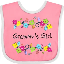 Inktastic Grammys Girl- Bright Flowers Baby Bib Grandma Grammy Grandmother Gran