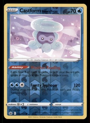 Castform Snowy Form SWSH06: Chilling Reign #034/198 Common Reverse Holo LP