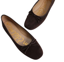 Sam Edelman Alie Women's Ballet Flats Chocolate Suede Bow Slip On Shoes  5.5M
