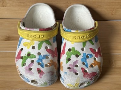 Crocs Classic Vacay Vibes Clog White Butterfly Print Kids C 12 Rare