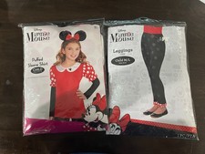 New Disney Minnie Mouse Costume Puffed Sleeve Shirt  Leggings Child Medium