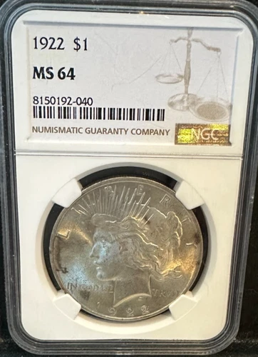 1922 Philadelphia Peace Silver Dollar $1 NGC MS64
