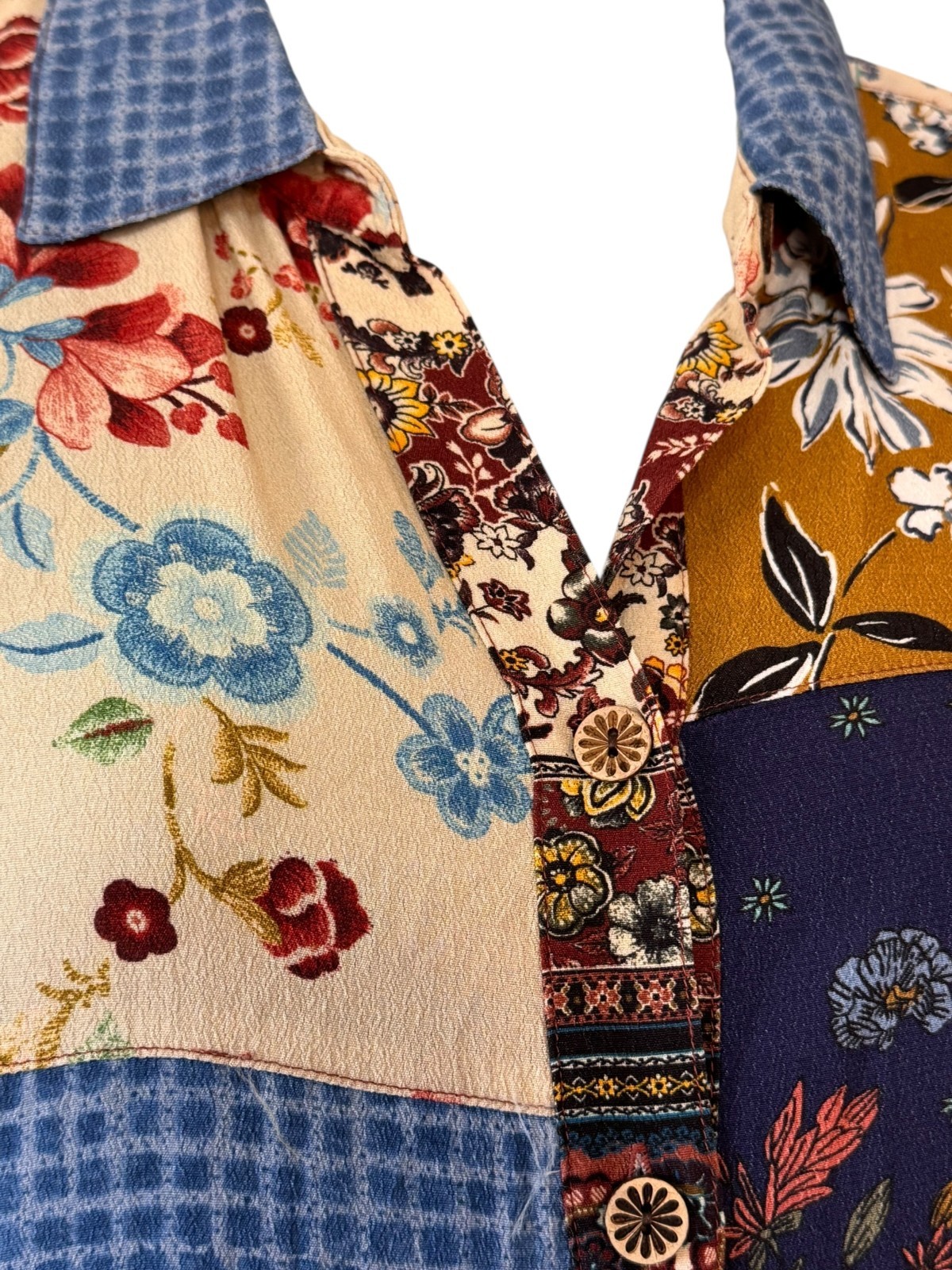 John Mark Patchwork Print Tunic Button Front Shir… - image 4