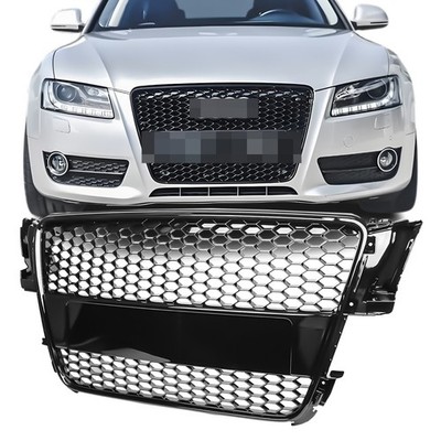 Passt für Audi A5 8T Waben Grill Kühlergrill Front Grill Schwarz Glanz bis 2011