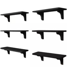 17 In. Wood Black Wall Shelves for Bedroom, Bathroom - Easy to Install (6-Pack)
