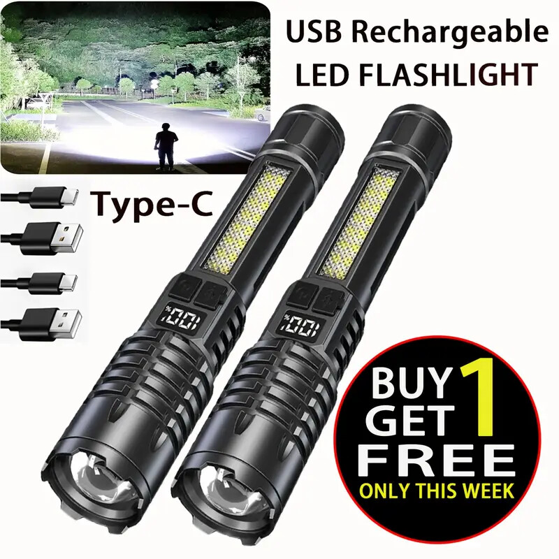 9900000 Lumens 2PCS Super Bright LED Flashlight Rechargeable Tactical Work Light
