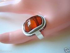 Anello In Argento 835 Con Ambra Naturale Miele Per Uomo 7,9 G/Gr.64