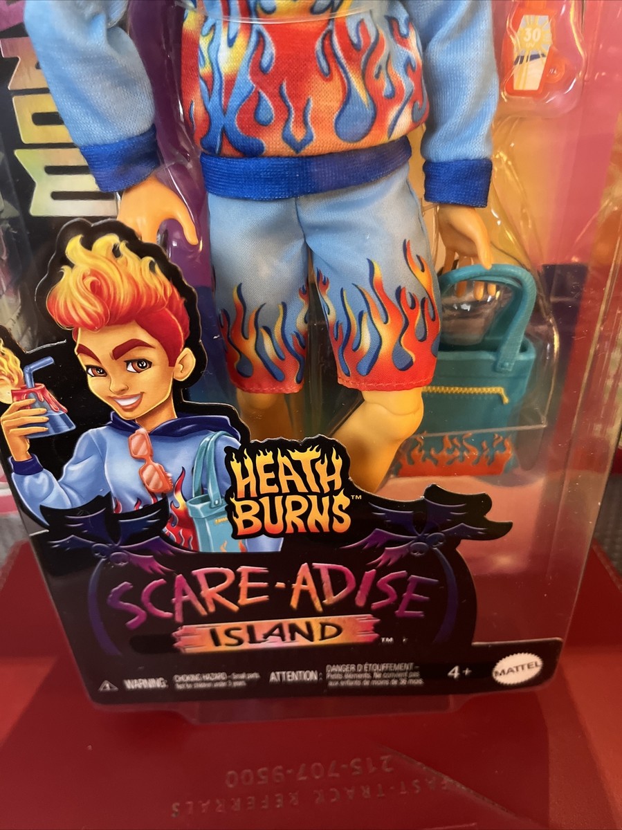 Monster High Heath Burns Scare-Adise Island Doll W/ Flame Shirt