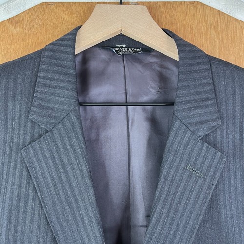 Pronto Uomo Suit Mens 48R Gray Striped 2 Button 100% Wool Moores Couture 42x29 - Picture 3 of 23