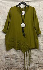 Moonshine F. Sweat Tunika Shirt Zipfel Lagenlook Übergröße 46 48 50 Neu kiwi