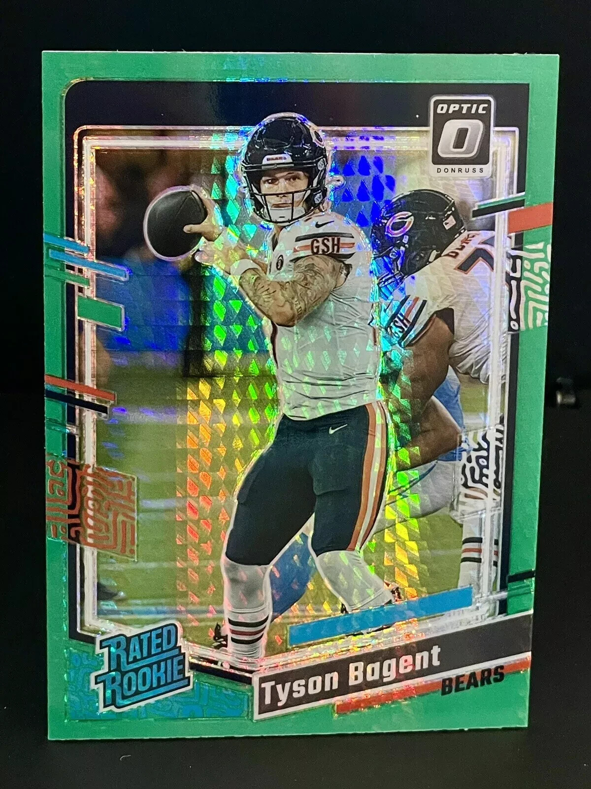 Tyson Bagent Green Hyper PRIZM Rated Rookie 2023 Panini Donruss Optic RC #216