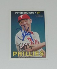 PETER BOURJOS SIGNED AUTO'D 2016 TOPPS HERITAGE CARD #545 PHILADELPHIA PHILLIES
