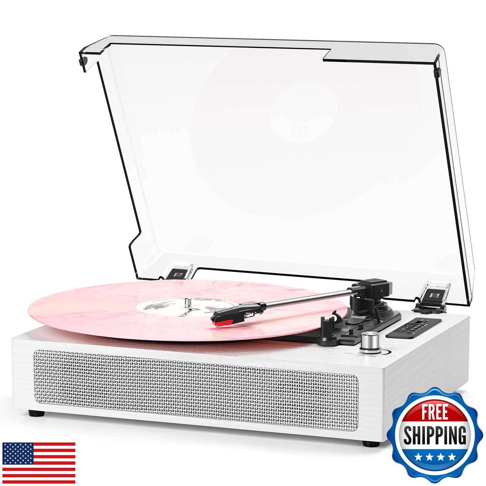 Vintage Bluetooth Vinyl Record Player with Built-in Speaker-image