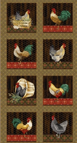 New - Henry Glass - Chicken 🐔 Shack - Blocks Quilting Fabric Panel (24x44)