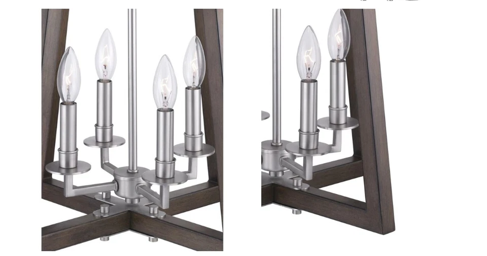 Luz colgante de linterna de níquel satinado/ madera de teca Forrester PROGRESS LIGHTING (Q54K) Foto 4 de 4