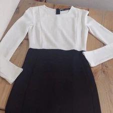 Zara Trafaluc White & Black Long Sleeve Bodycon Midi Dress Women's Size M