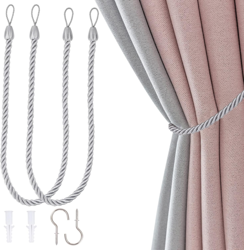 Curtain Tie Backs, Curtain Handmade Holdbacks, 2Pcs Curtain Ropes Tiebacks with