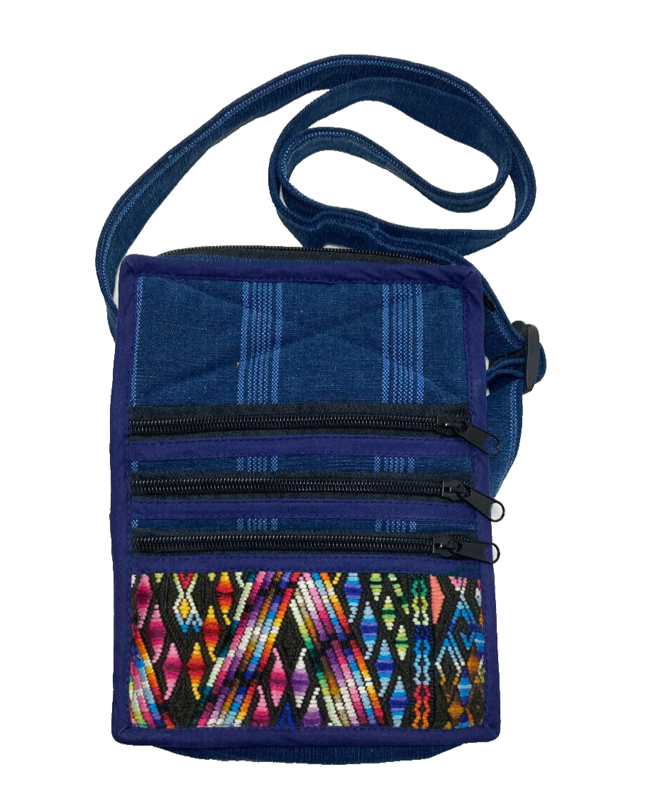 Artisan made textured vibrant cotton backpack artist Ruth Y Nohemi Guatemala CA RUTH Y NOHEMI, GUATEMALA, COTTON WOVEN SHOULDER BAG PURSE  main image 4