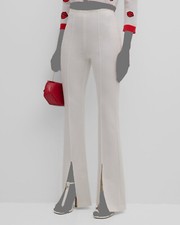 Alice + Olivia Women's White Emiko High-Waisted Stretch Slit-Cuff Pants Size 8