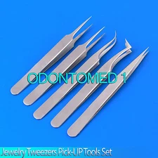 5 Pieces watchmaker Repair Anti-static Jewelry Tweezers Pick-Up Tools Set