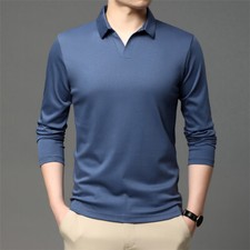 Men's Business Winter Polo Shirt Sports Warm Long Sleeve Polo Shirt