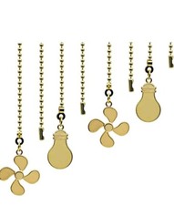 4Pcs Ceiling Fan Pull Chain Set,Bulb and Fan Pattern Pull Chain Extension Read