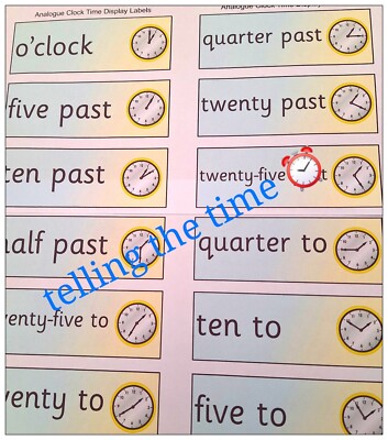 Telling the Time. Analoge Uhr Zeit Lernkarten Anzeige. KS1 KS2. lernen