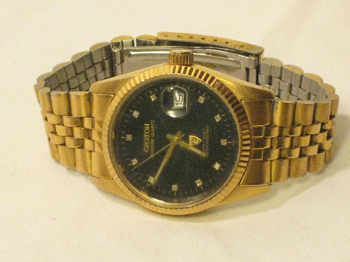 vintage CROTON Diamond Quartz wristwatch watch C13737 men display picture 1
