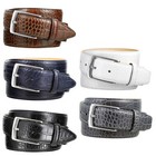 Solid Brass Buckle Genuine Full-Grain Cowhide Leather Dress Casual Belt 1-3/8"