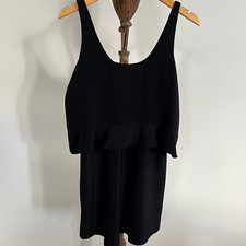 Zara Trafaluc Size S Black Sleeveless Scoop-Neck Two Layered Peplum Mini Dress