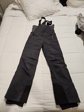 Marmot Bib Ski Snow Pants Gray with blue suspenders Youth Size XL