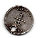 PERU  Lima 1/4 Real 1855 1/1 on value  Alpaca scarce coin   KM# 143.1
