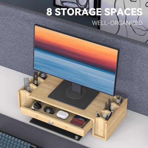 Natural Bamboo Monitor Riser with Storage - Elevate Your Workspace Efficiency - Picture 8 of 9