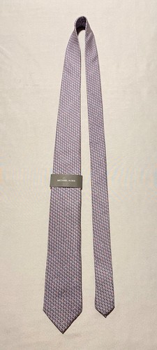 NWT Michael Kors Weave Pattern Lavender Silver Pink Men's Necktie 100% Silk - Picture 5 of 12